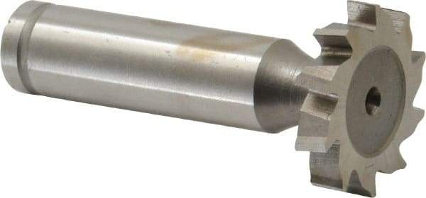 Made in USA - 1" Diam x 3/16" Face Width, Cobalt, 10 Teeth, Shank Connection Woodruff Keyseat Cutter - Uncoated, 2-3/16" OAL x 1/2" Shank, Staggered Teeth, ANSI 608, Old Standard 13 - USA Tool & Supply