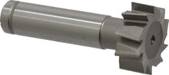 Made in USA - 1" Diam x 3/8" Face Width, Cobalt, 10 Teeth, Shank Connection Woodruff Keyseat Cutter - Uncoated, 2-3/8" OAL x 1/2" Shank, Staggered Teeth, ANSI 1208, Old Standard 152 - USA Tool & Supply