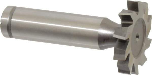 Made in USA - 1-1/8" Diam x 3/16" Face Width, Cobalt, 10 Teeth, Shank Connection Woodruff Keyseat Cutter - Uncoated, 2-3/16" OAL x 1/2" Shank, Staggered Teeth, ANSI 609, Old Standard 16 - USA Tool & Supply