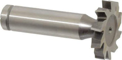 Made in USA - 1-1/8" Diam x 3/16" Face Width, Cobalt, 10 Teeth, Shank Connection Woodruff Keyseat Cutter - Uncoated, 2-3/16" OAL x 1/2" Shank, Staggered Teeth, ANSI 609, Old Standard 16 - USA Tool & Supply