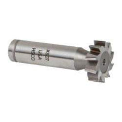 Made in USA - 7/8" Diam x 1/4" Face Width, Cobalt, 10 Teeth, Shank Connection Woodruff Keyseat Cutter - Uncoated, 2-1/4" OAL x 1/2" Shank, Staggered Teeth, ANSI 807, Old Standard A - USA Tool & Supply