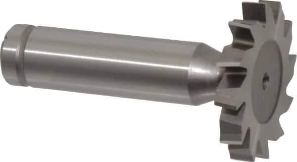 Made in USA - 1-1/4" Diam x 3/16" Face Width, Cobalt, 12 Teeth, Shank Connection Woodruff Keyseat Cutter - Uncoated, 2-3/16" OAL x 1/2" Shank, Staggered Teeth, ANSI 610, Old Standard 19 - USA Tool & Supply