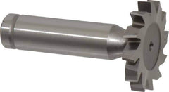 Made in USA - 1-1/4" Diam x 3/16" Face Width, Cobalt, 12 Teeth, Shank Connection Woodruff Keyseat Cutter - Uncoated, 2-3/16" OAL x 1/2" Shank, Staggered Teeth, ANSI 610, Old Standard 19 - USA Tool & Supply