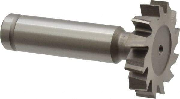 Made in USA - 1-1/4" Diam x 1/4" Face Width, Cobalt, 12 Teeth, Shank Connection Woodruff Keyseat Cutter - Uncoated, 2-1/4" OAL x 1/2" Shank, Staggered Teeth, ANSI 810, Old Standard 21 - USA Tool & Supply