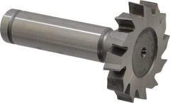 Made in USA - 1-3/8" Diam x 1/4" Face Width, Cobalt, 12 Teeth, Shank Connection Woodruff Keyseat Cutter - Uncoated, 2-1/4" OAL x 1/2" Shank, Staggered Teeth, ANSI 811, Old Standard 22 - USA Tool & Supply