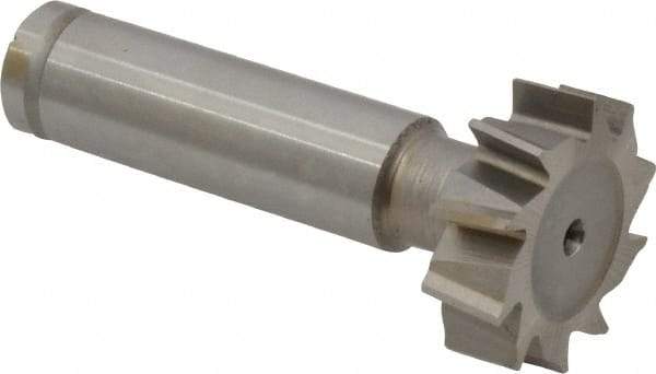 Made in USA - 1" Diam x 5/16" Face Width, Cobalt, 10 Teeth, Shank Connection Woodruff Keyseat Cutter - Uncoated, 2-5/16" OAL x 1/2" Shank, Staggered Teeth, ANSI 1008, Old Standard B - USA Tool & Supply