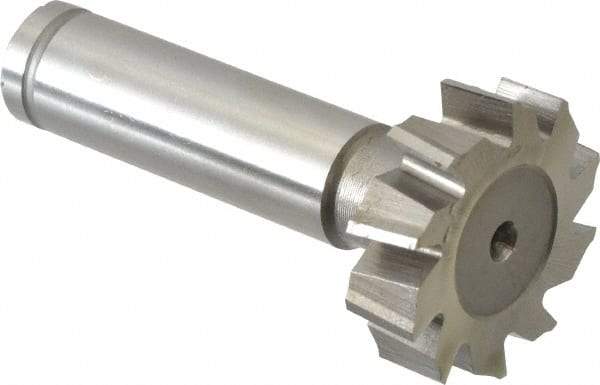Made in USA - 1-1/8" Diam x 5/16" Face Width, Cobalt, 10 Teeth, Shank Connection Woodruff Keyseat Cutter - Uncoated, 2-5/16" OAL x 1/2" Shank, Staggered Teeth, ANSI 1009, Old Standard C - USA Tool & Supply