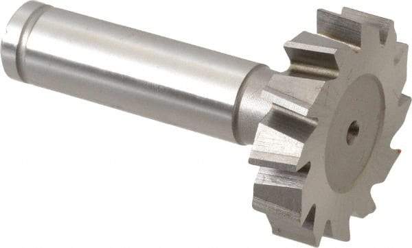 Made in USA - 1-3/8" Diam x 5/16" Face Width, Cobalt, 12 Teeth, Shank Connection Woodruff Keyseat Cutter - Uncoated, 2-5/16" OAL x 1/2" Shank, Staggered Teeth, ANSI 1011, Old Standard 23 - USA Tool & Supply