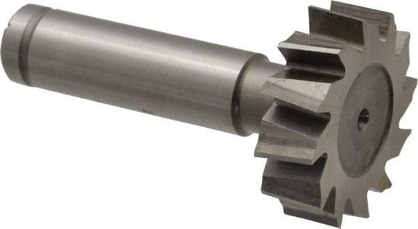 Made in USA - 1-1/4" Diam x 3/8" Face Width, Cobalt, 12 Teeth, Shank Connection Woodruff Keyseat Cutter - Uncoated, 2-3/8" OAL x 1/2" Shank, Staggered Teeth, ANSI 1210, Old Standard E - USA Tool & Supply