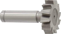Made in USA - 1-3/8" Diam x 3/8" Face Width, Cobalt, 12 Teeth, Shank Connection Woodruff Keyseat Cutter - Uncoated, 2-3/8" OAL x 1/2" Shank, Staggered Teeth, ANSI 1211, Old Standard F - USA Tool & Supply