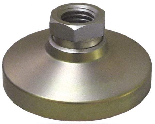 Gibraltar - 907 kg Capacity, M24 Thread, 47.6mm OAL, Steel Stud, Tapped Pivotal Socket Mount Leveling Pad - 101mm Base Diam, Delrin Pad, 35mm Hex - USA Tool & Supply