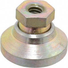 Gibraltar - 1000 Lb Capacity, 1/4-20 Thread, 45/64" OAL, Zinc Stud, Tapped Pivotal Socket Mount Leveling Mount - 1" Base Diam, Zinc Pad, 1/2" Hex - USA Tool & Supply