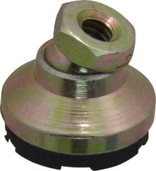 Gibraltar - 750 Lb Capacity, 1/4-20 Thread, 11/16" OAL, Zinc Stud, Tapped Pivotal Socket Mount Leveling Mount - 1" Base Diam, Steel Pad, 1/2" Hex - USA Tool & Supply