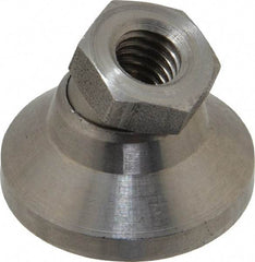 Gibraltar - 3750 Lb Capacity, 3/8-16 Thread, 7/8" OAL, Stainless Steel Stud, Tapped Pivotal Socket Mount Leveling Mount - 1-1/4" Base Diam, Stainless Steel Pad, 5/8" Hex - USA Tool & Supply