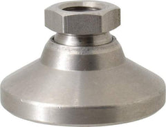 Gibraltar - 5000 Lb Capacity, 1/2-13 Thread, 1-1/8" OAL, Stainless Steel Stud, Tapped Pivotal Socket Mount Leveling Mount - 1-7/8" Base Diam, Stainless Steel Pad, 3/4" Hex - USA Tool & Supply