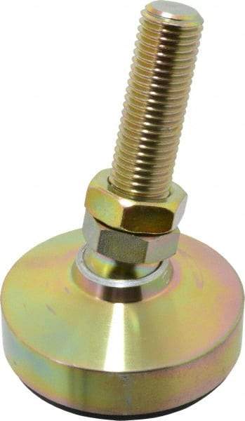 Gibraltar - 1180 Lb Capacity, 1-8 Thread, 6" OAL, Zinc Stud, Studded Socket Mount Leveling Mount - 3-1/2" Stud Length, 4" Base Diam, Zinc Pad, 1-3/8" Hex - USA Tool & Supply