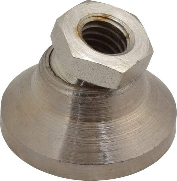 Gibraltar - 3750 Lb Capacity, 3/8-16 Thread, 7/8" OAL, Steel Stud, Tapped Pivotal Socket Mount Leveling Mount - 1-1/4" Base Diam, Steel Pad, 5/8" Hex - USA Tool & Supply