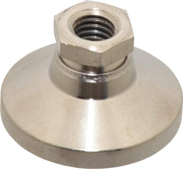 Gibraltar - 5000 Lb Capacity, 1/2-13 Thread, 1-1/8" OAL, Steel Stud, Tapped Pivotal Socket Mount Leveling Mount - 1-7/8" Base Diam, Steel Pad, 3/4" Hex - USA Tool & Supply