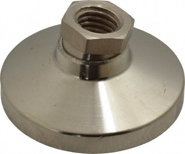 Gibraltar - 6000 Lb Capacity, 5/8-11 Thread, 1-1/4" OAL, Steel Stud, Tapped Pivotal Socket Mount Leveling Mount - 2-1/2" Base Diam, Steel Pad, 7/8" Hex - USA Tool & Supply