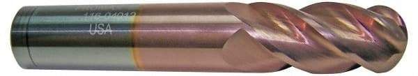 ProMax - 3/4" Diam, 1-5/8" LOC, 4 Flute Solid Carbide Ball End Mill - TiCN Finish, Single End, 4" OAL, 3/4" Shank Diam, Spiral Flute - USA Tool & Supply