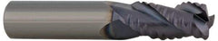 ProMax - 9/16" Diam, Coarse Pitch, 1-1/4" LOC, 4 Flute Solid Carbide 0.055-0.065" Corner Radius Roughing End Mill - TiCN Finish, 3-1/2" OAL, 9/16" Shank Diam, Single End, Centercutting, 30° Helix - USA Tool & Supply
