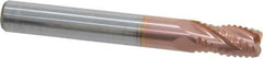 ProMax - 5/16" Diam, Coarse Pitch, 1/2" LOC, 4 Flute Solid Carbide 0.04-0.05" Corner Radius Roughing End Mill - TiCN Finish, 2-1/2" OAL, 5/16" Shank Diam, Single End, Centercutting, 30° Helix - USA Tool & Supply