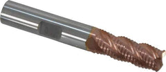 ProMax - 3/8" Diam, Fine Pitch, 7/8" LOC, 4 Flute Solid Carbide 0.055-0.065" Corner Radius Roughing End Mill - TiCN Finish, 2-1/2" OAL, 3/8" Shank Diam, Single End, Centercutting, 40° Helix - USA Tool & Supply