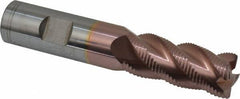 ProMax - 3/4" Diam, Fine Pitch, 1-5/8" LOC, 4 Flute Solid Carbide 0.055-0.065" Corner Radius Roughing End Mill - TiCN Finish, 4" OAL, 3/4" Shank Diam, Single End, Centercutting, 40° Helix - USA Tool & Supply