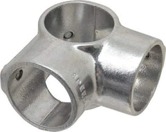 Hollaender - 1-1/2" Pipe, Side Outlet Tee-E, Aluminum Alloy Tee Pipe Rail Fitting - Bright Finish - USA Tool & Supply