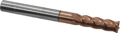 ProMax - 1/4", 3/4" LOC, 1/4" Shank Diam, 2-1/2" OAL, 4 Flute, Solid Carbide Square End Mill - Single End, TiCN Finish, Spiral Flute, 40° Helix, Right Hand Cut, Right Hand Flute, Series 111 - USA Tool & Supply
