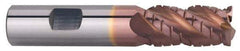 ProMax - 1" Diam, 1-3/4" LOC, 4 Flute Solid Carbide Roughing & Finishing Corner Radius End Mill - TiCN Finish, 4" OAL, 1" Shank Diam, Weldon Shank, 40° Helix, Centercutting, Regular Length - USA Tool & Supply
