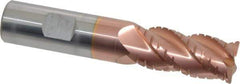 ProMax - 3/4" Diam, 1-5/8" LOC, 4 Flute Solid Carbide Roughing & Finishing Corner Radius End Mill - TiCN Finish, 4" OAL, 3/4" Shank Diam, Weldon Shank, 40° Helix, Centercutting, Regular Length - USA Tool & Supply