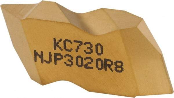 Kennametal - NJP3020 Grade KC730, External UNJ Threading Insert - 8 TPI Ext Pitch, Right Hand Insert, TiN Finish, Carbide - USA Tool & Supply
