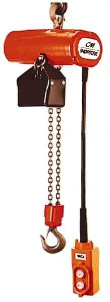 CM - 1/8 Ton Capacity, 16 FPM Lift Speed, Hook Mounted Hoist - 0.167 Output hp, 10' Max Lift, 11-1/16" Min Headroom, 1 Chain - USA Tool & Supply