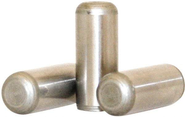 Value Collection - 3mm Diam x 20mm Pin Length 316 Stainless Steel Standard Dowel Pin - Bright Finish, 1 Rounded End - USA Tool & Supply