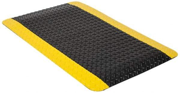 PRO-SAFE - 9' Long x 4' Wide, Dry Environment, Anti-Fatigue Matting - Black & Yellow, Vinyl with Vinyl Sponge Base, Beveled on 4 Sides - USA Tool & Supply
