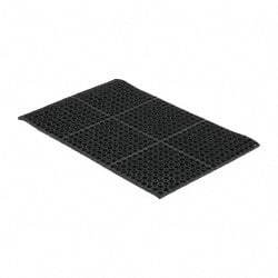 PRO-SAFE - 3' Long x 2' Wide, Dry/Wet Environment, Anti-Fatigue Matting - Black, SBR Rubber with Rubber Base - USA Tool & Supply