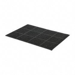 PRO-SAFE - 4' Long x 3' Wide, Dry/Wet Environment, Anti-Fatigue Matting - Black, SBR Rubber with Rubber Base - USA Tool & Supply