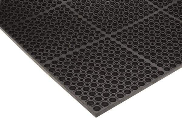 PRO-SAFE - 5' Long x 3' Wide, Dry/Wet Environment, Anti-Fatigue Matting - Black, SBR Rubber with Rubber Base - USA Tool & Supply