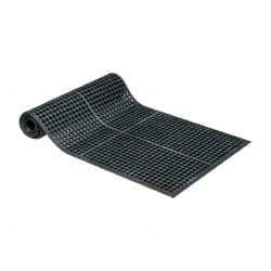 PRO-SAFE - 10' Long x 3' Wide, Dry/Wet Environment, Anti-Fatigue Matting - Black, Natural Rubber with Rubber Base - USA Tool & Supply