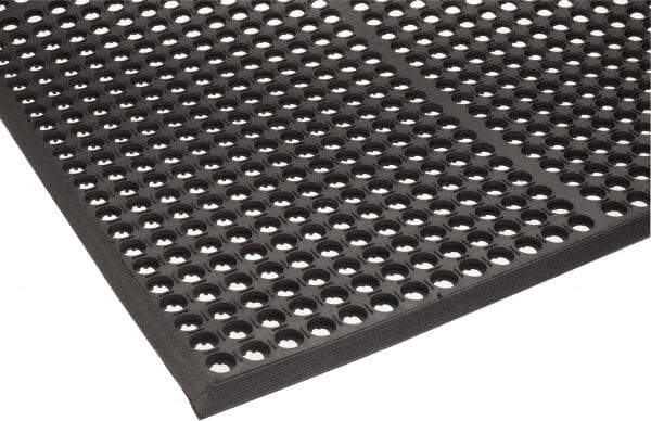 PRO-SAFE - 5' Long x 3' Wide, Dry/Wet Environment, Anti-Fatigue Matting - Black, Natural Rubber with Rubber Base - USA Tool & Supply