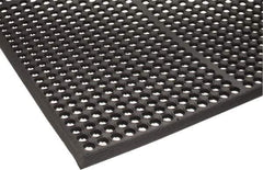 PRO-SAFE - 5' Long x 3' Wide, Dry/Wet Environment, Anti-Fatigue Matting - Black, Natural Rubber with Rubber Base - USA Tool & Supply