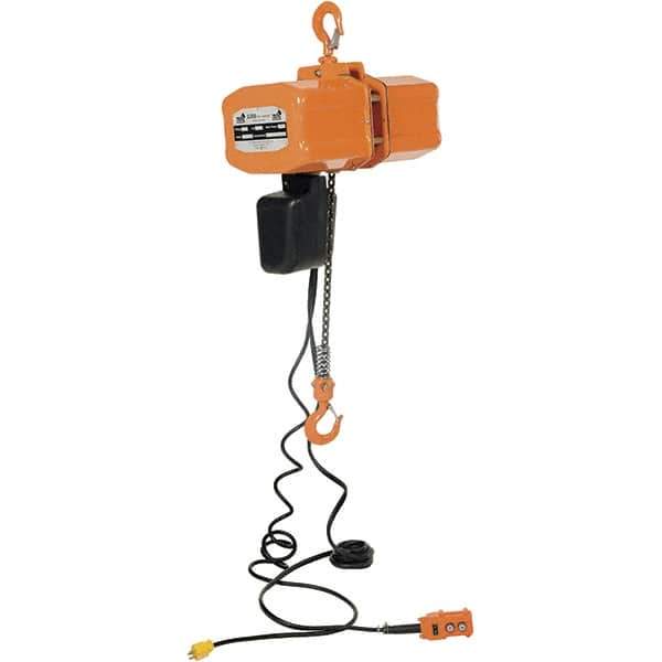 Vestil - 1 Ton Capacity, 17 FPM Lift Speed, 110 Volt, Electric Chain Hoist - 1.6 Output hp, 15' Max Lift - USA Tool & Supply