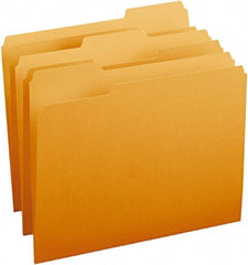 SMEAD - 8-1/2 x 11", Letter Size, Orange, File Folders with Top Tab - 11 Point Stock, Assorted Tab Cut Location - USA Tool & Supply
