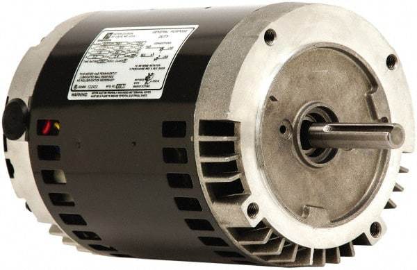 US Motors - 1-1/2 Max hp, 1,800 Max RPM, Single Cap Start Electric AC DC Motor - 115/208-230 V Input, Single Phase, 56C Frame, 5/8" Shaft Diam, C-Face Mount, ODP Enclosure - USA Tool & Supply