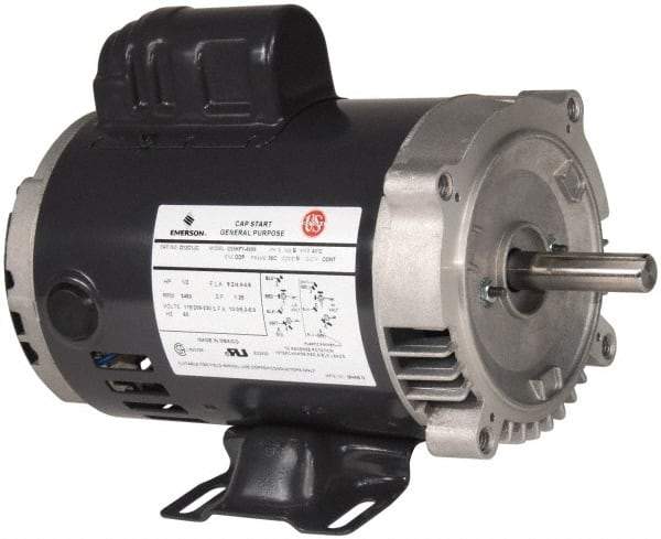 US Motors - 1/2 Max hp, 1,800 Max RPM, Cap Start Electric AC DC Motor - 115/208-230 V Input, Single Phase, 56C Frame, 5/8" Shaft Diam, C-Face Mount, ODP Enclosure - USA Tool & Supply