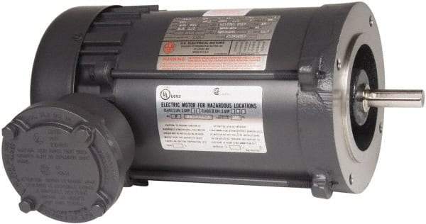 US Motors - 1/2 Max hp, 1,200 Max RPM, Single Cap Start Electric AC DC Motor - 115/230 V Input, Single Phase, 56H Frame, 5/8" Shaft Diam, Rigid Base Mount, TEFC Enclosure - USA Tool & Supply