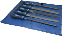 PFERD - 5 Piece American Pattern File Set - 10" Long, Second Coarseness, Ergonomic Handle, Set Includes Hand, Three Square, Square, Round, Tapered Half Round - USA Tool & Supply