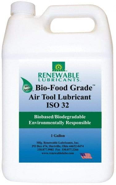 Renewable Lubricants - 1 Gal Bottle, ISO 32, Air Tool Oil - -20°F to 230°, 29.33 Viscosity (cSt) at 40°C, 7.34 Viscosity (cSt) at 100°C, Series Bio-Food Grade - USA Tool & Supply