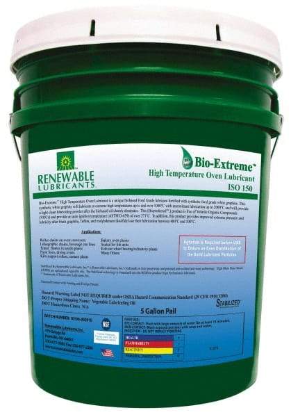 Renewable Lubricants - 5 Gal Pail Synthetic/Graphite Lubricant - White, -28°F to 2,000°F, Food Grade - USA Tool & Supply